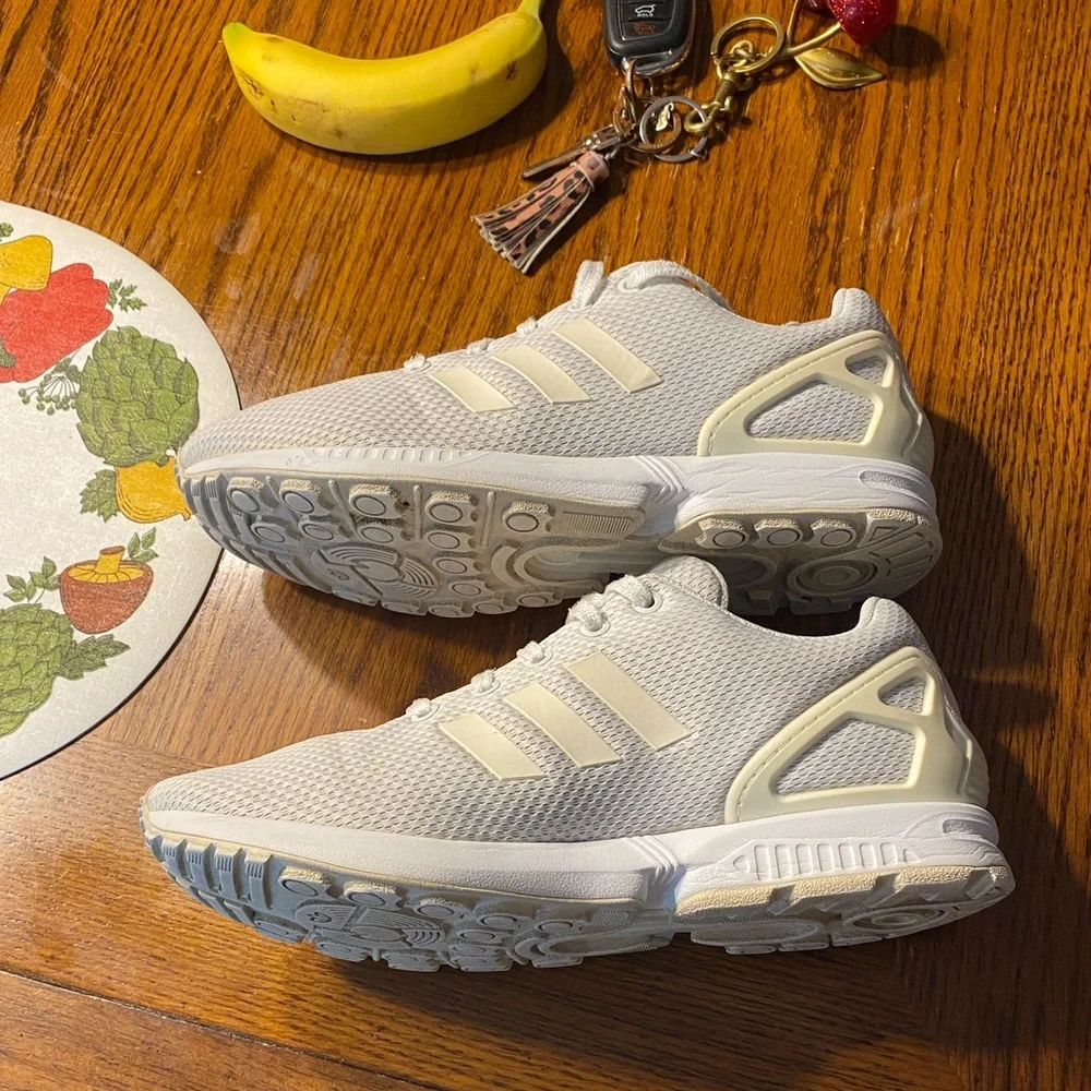 Adidas ZX Flux Torsion Mens Sz 7 Triple White Shoes Low Top